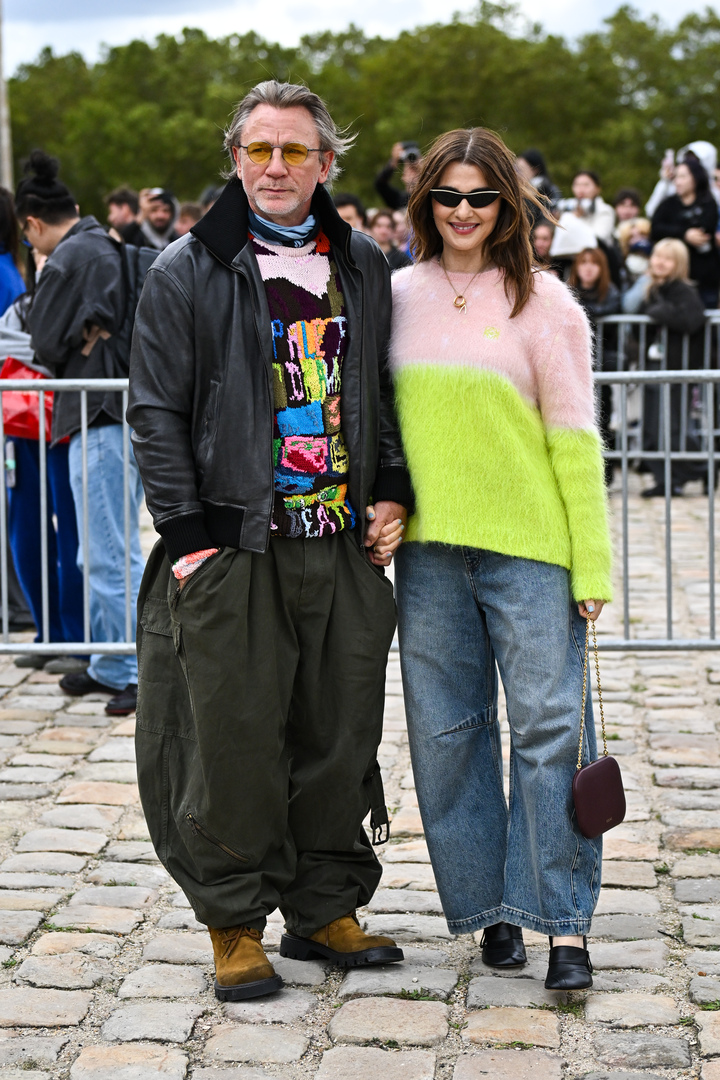 Daniel Craig and Rachel Weisz at the Loewe Paris Fashion Week show.